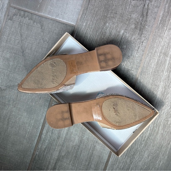 Silver Rhinestone Mules Pointed Toe Backless Flat 7.5‎ - Picture 4 of 9